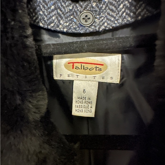 Talbots Black and Gray Blazer with Plush Collar - Picture 2 of 4